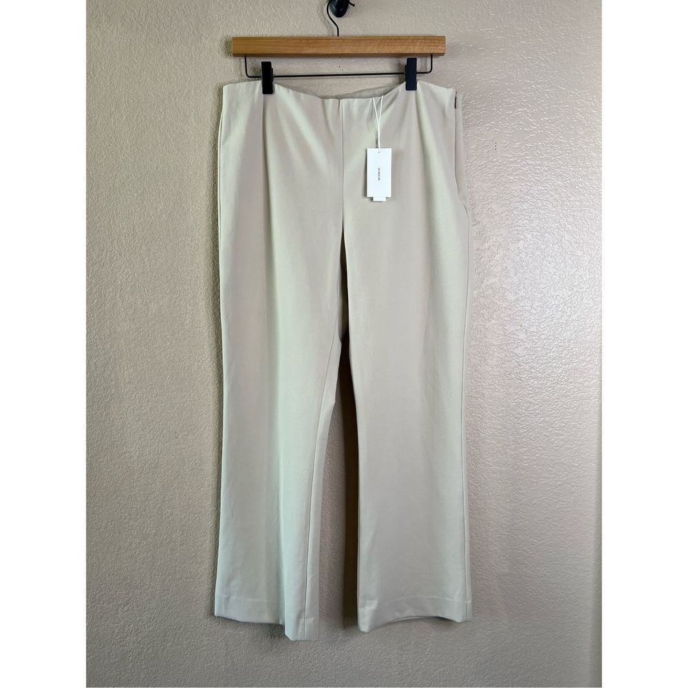 Vince Cropped Flared Trouser Pants Womens XL Cream Beige Flat Front Side Zip NWT